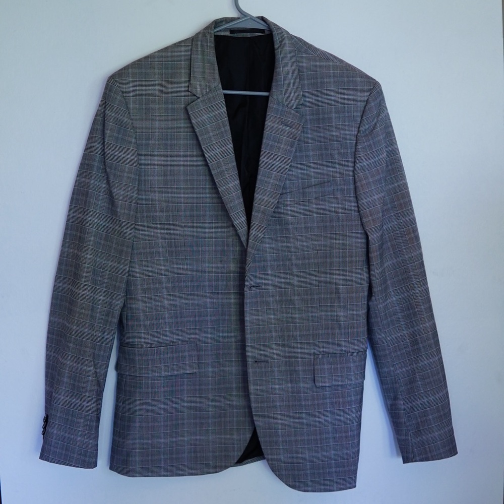 Gray Plaid Men's Blazer and pants